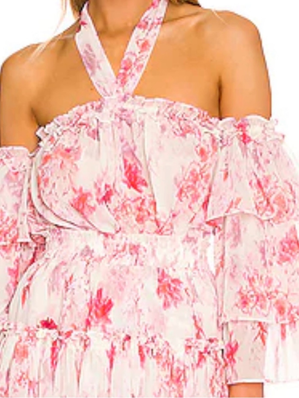 MISA LOS ANGELES FLORAL OFF SHOULDER TOP